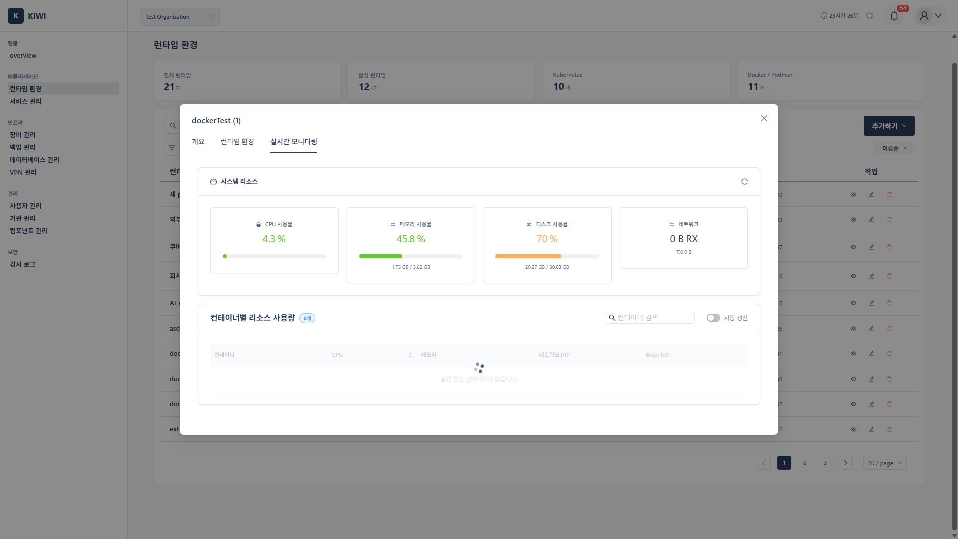 Docker Real-time Monitoring Tab