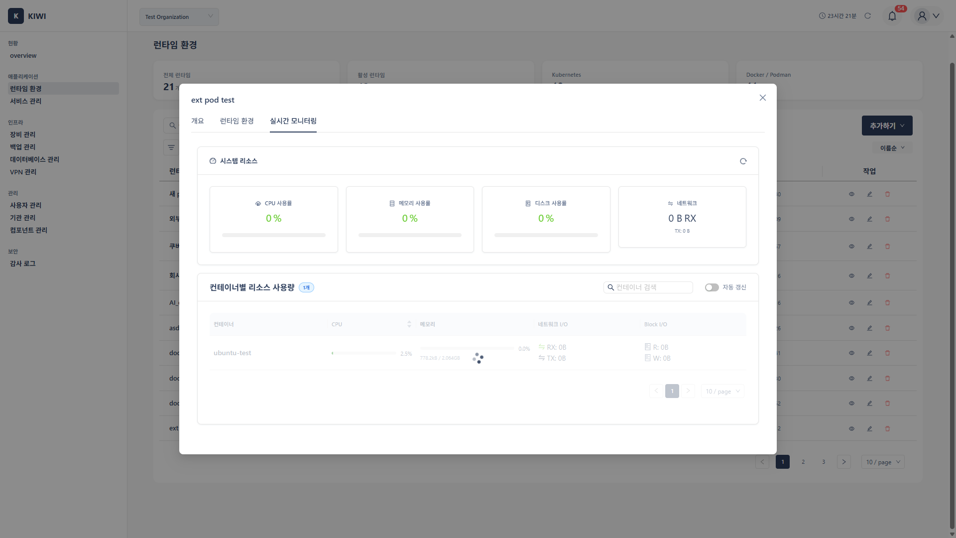 Podman Real-time Monitoring Tab